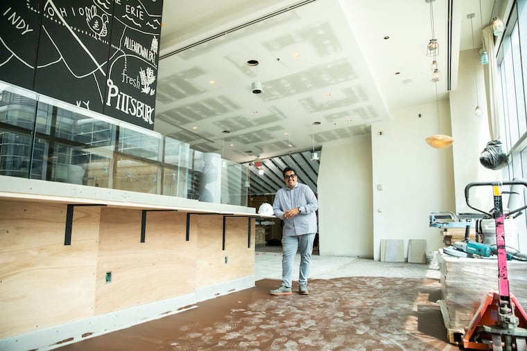 Jose Garces at the future Garces Trading Co., under construction inside the Cira Centre, 2929 Arch St.