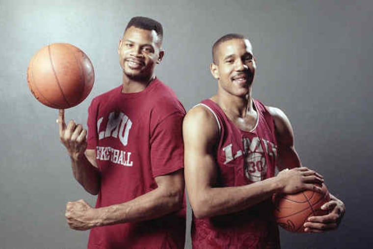 Hank Gathers (left) and Bo Kimble, longtime friends and teammates, during their days at Loyola Marymount in 1990.