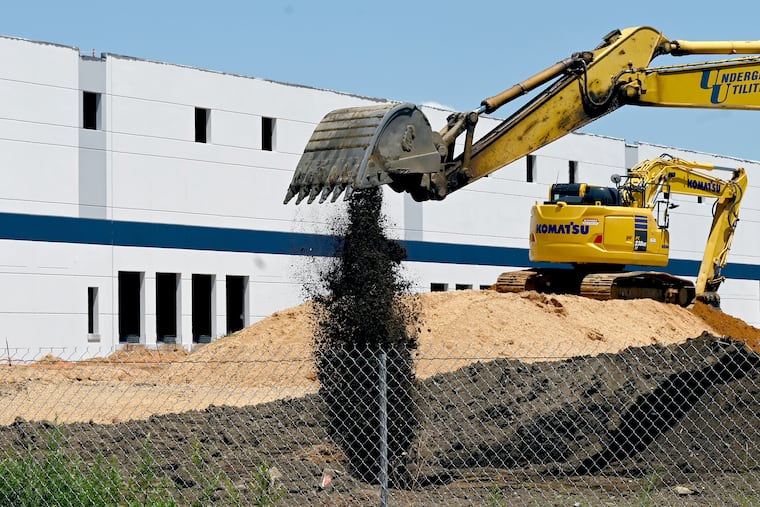 Construction continues on the first of two warehouses on Admiral Wilson Boulevard (Route 30) between 17th and 19th Streets in Camden. A supermarket had once been envisioned for the long-vacant site on the westbound boulevard.