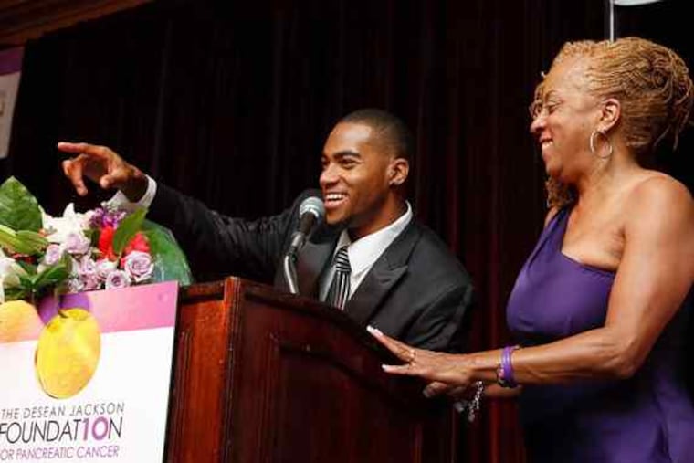 Eagles wide receiver DeSean Jackson with his mother, Gayle Jackson, cofounders of the foundation.