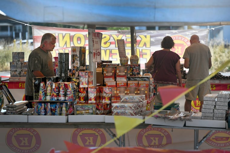 Shoppers browse for Fourth of July fireworks in Lancaster, Pa., in 2020.
