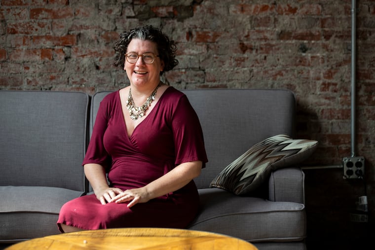 Playwright Jackie Goldfinger poses for a portrait at the Hamilton Family Arts Center at the Arden Theater in Philadelphia, Pa. on Monday, July 18, 2022. Goldfinger is the chair of the host committee for the Literary Managers and Dramaturgs of the Americas conference, happening later this week in Philadelphia.
