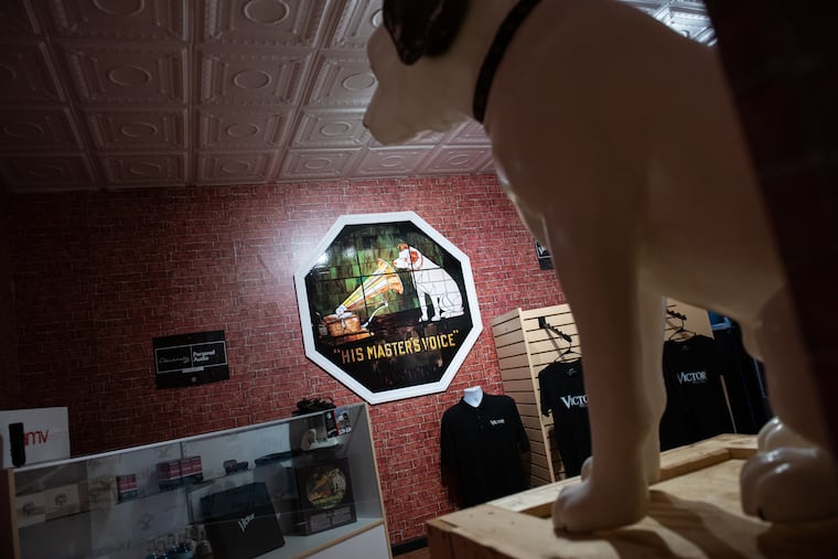 Depictions of Nipper, the icon of the RCA Victor music empire founded in and synonymous with Camden, inside the Victor Vault, a live music venue and recording studio in Berlin Borough, NJ.