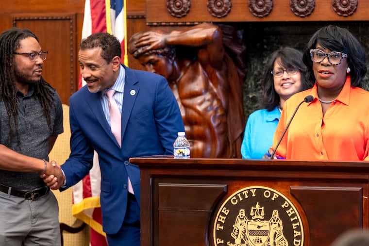 Superintendent Tony B. Watlington Sr. (center, left) and Mayor Cherelle L. Parker, shown in this August file photo, talked about the state of the Philadelphia School District to City Council on Monday.