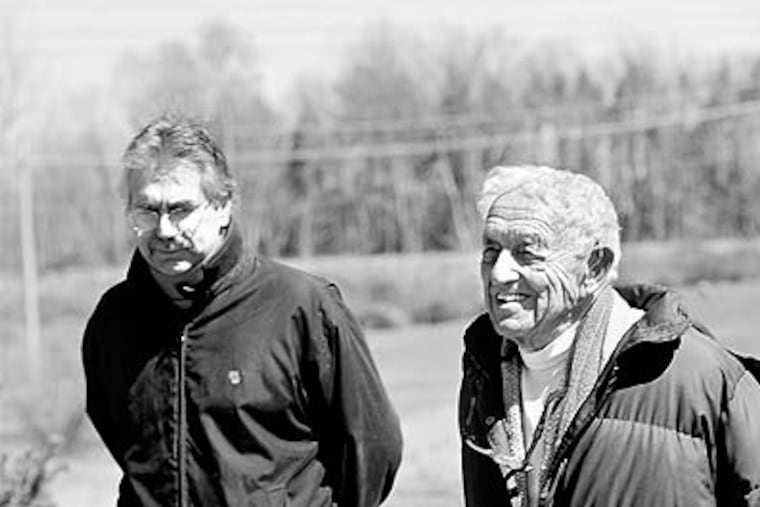 Karl J. Kuerner III (left) and artist Andrew Wyeth at the Kuerner Farm in Chadds Ford.
