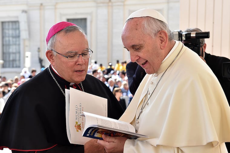 Pope Francis with Philadelphia Archbishop Charles Chaput in September. Lâ Osservatore Romano Photographic Service