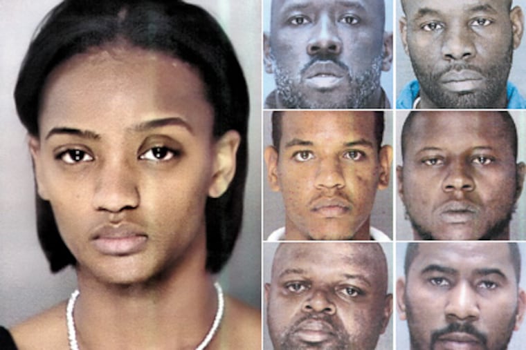 Katoya Jones (left) has agreed to testify against fellow Piazza slaying suspects (clockwise from top left) Will Hook, Donnell Murchison, Langdon Scott, Robert Keith, Edward Daniels and Antonio Wright.
