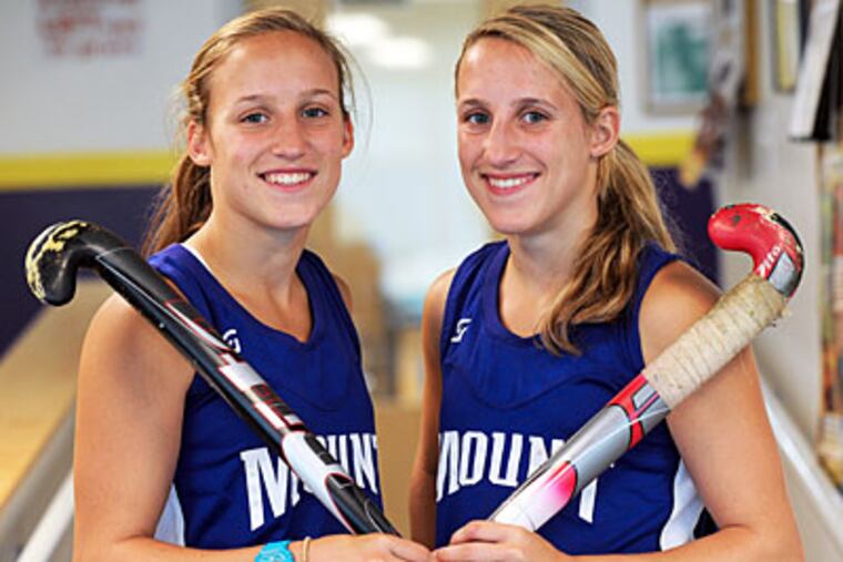 Brooke (left) and Allie Sabia both play on the field hockey team at Mount St. Joseph. (Sharon Gekoski-Kimmel /Staff Photographer)