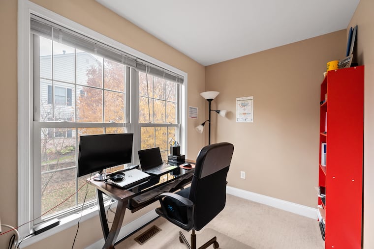 A home office with a view is one of the conveniences of the townhouse in Conshohocken.