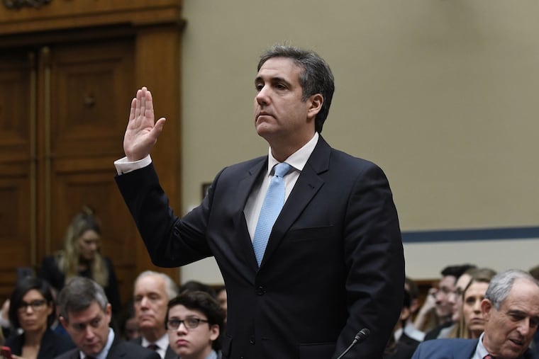 Michael Cohen, former attorney for U.S. President Donald Trump, is sworn in before testifying before the House Oversight and Reform Committee in the Rayburn House Office Building on Capitol Hill in Washington, D.C. on Wednesday, February 27, 2019.