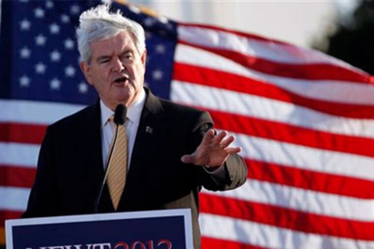 Republican presidential candidate former House Speaker Newt Gingrich speaks during campaign stop, Monday, Jan. 30, 2012, in Fort Myers, Fla. (AP Photo / Matt Rourke)