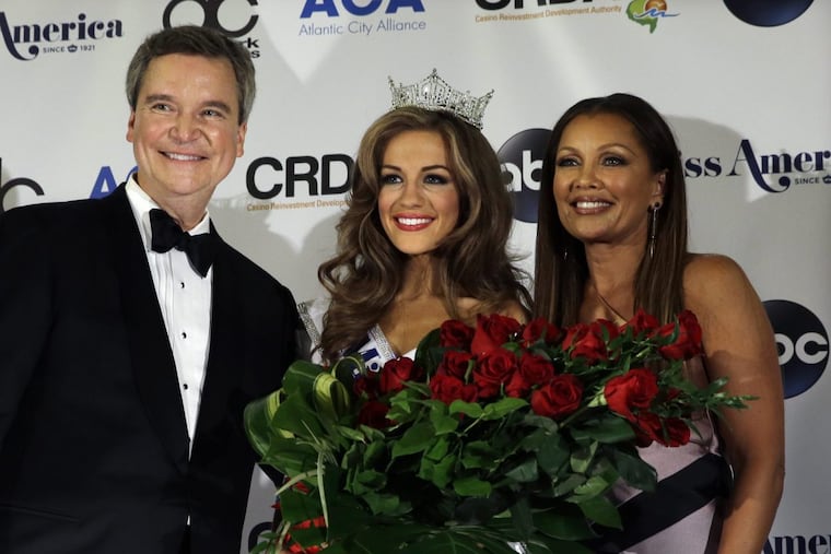 Happier times. Newly crowned Miss America Betty Cantrell, center, stands with Miss America Chairman and CEO Sam Haskell III, left, and former Miss America Vanessa Williams at the 2016 pageant.