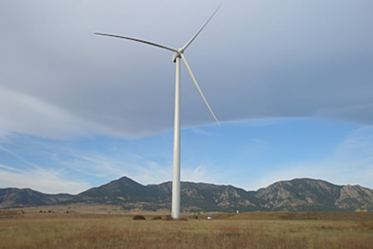 A Gamesa wind turbine at National Renewable Energy Lab's wind-technology center near Boulder, Colo.