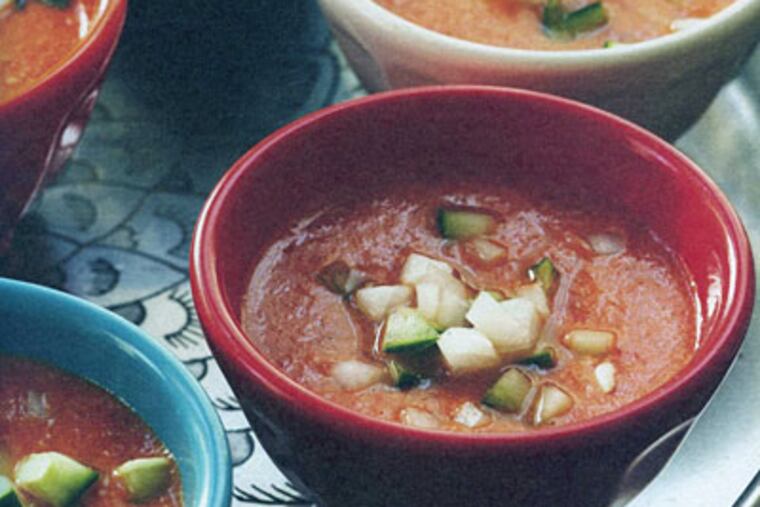 Watermelon gazpacho couples sweet and savory flavors.