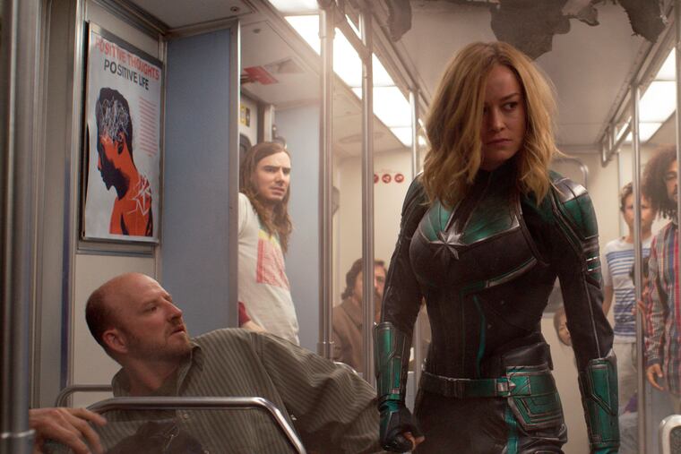 This image released by Disney-Marvel Studios shows Brie Larson in a scene from "Captain Marvel." (Disney-Marvel Studios via AP)