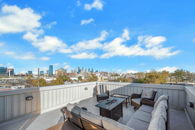 The rooftop deck of the two-year-old rowhouse in Grays Ferry.