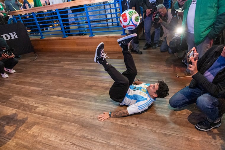 Fans like Gabriel Luzbet who traveled to South Philly's Stateside Live! from Harrison, N.J., for last Friday's FIFA World Cup draw are among the fans excited that Philadelphia will host World Cup matches next summer.
