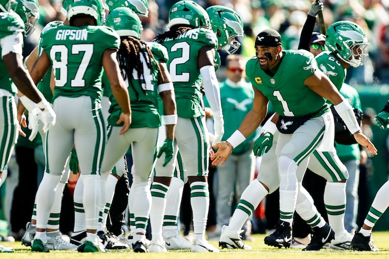 Quarterback Jalen Hurts and the Eagles hit the bye week with a 6-2 record.