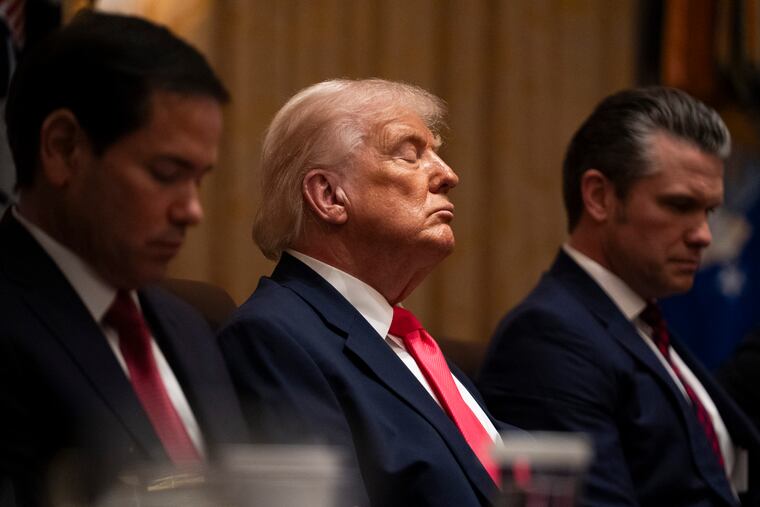 President Donald Trump at Tuesday’s Cabinet meeting at the White House. MUST CREDIT: Carolyn Van Houten/The Washington Post