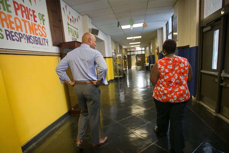 Schools Superintendent William R. Hite Jr. toured Bregy Elementary with Principal Shakeera Warthen last week.