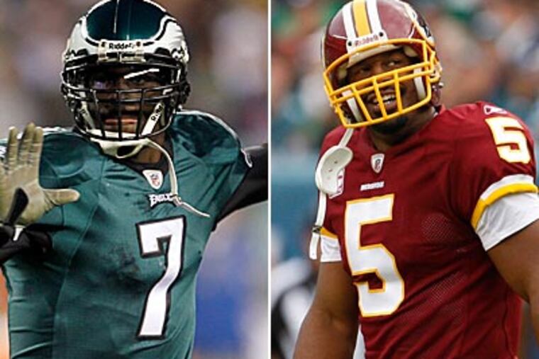 Michael Vick and the Eagles take on Donovan McNabb and the Redskins tonight in Washington. (Yong Kim and Ron Cortes / Staff Photographers)
