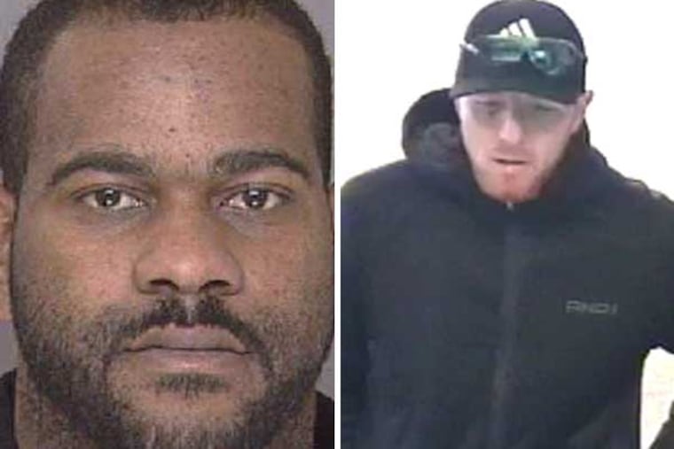 Investigators are looking for Rashon Mitchell (left) in a series of four Philadelphia-area bank heists and trying to identify the suspect (right) involved in two other heists. (Photos courtesy of FBI)