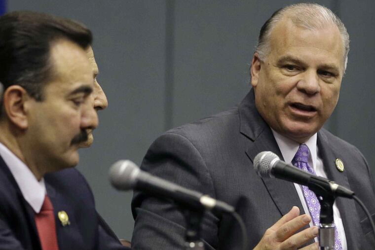 Senate President Stephen Sweeney (right) and Assembly Speaker Vincent Prieto.