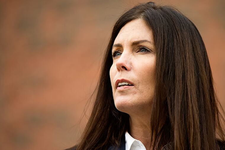 Attorney General Kathleen Kane speaks during a news conference Wednesday, Jan. 21, 2015, in Philadelphia. (AP Photo/Matt Rourke)