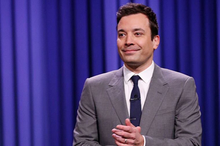 Jimmy Fallon on Monday night in his first night of "The Tonight Show Starring Jimmy Fallon." (Lloyd Bishop / NBC)