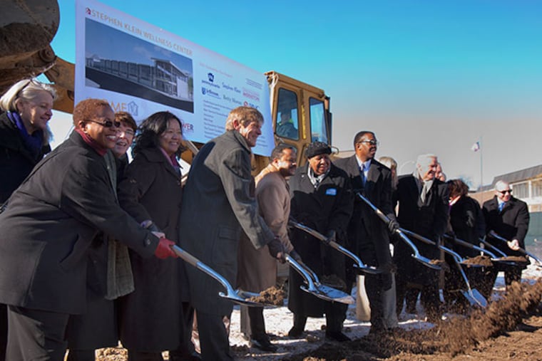 Dignitaries wield ceremonial shovels for the groundbreaking activities at the site of Sister Mary Scullion and Project Home's latest endeavor in North Philadelphia, The Stephen Klein Wellness Center on Wednesday, Jan. 29, 2014. (ED HILLE / Staff Photographer )