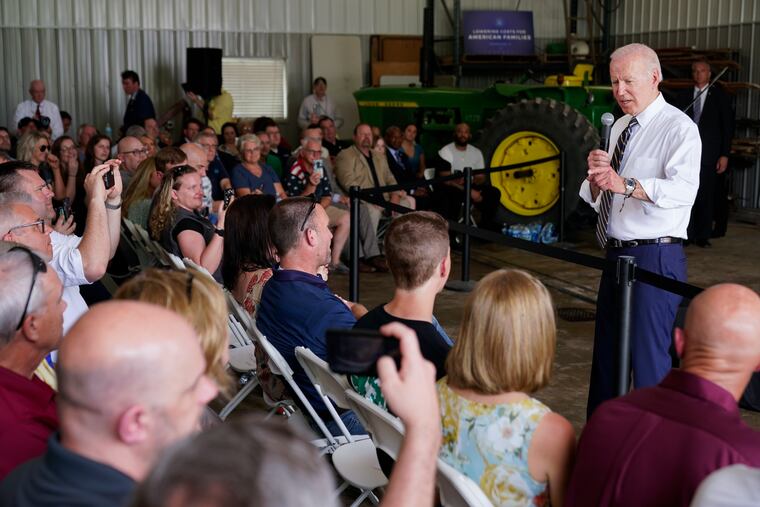 President Joe Biden, shown speaking during a visit to O'Connor Farms in Kankakee, Ill., last Wednesday.