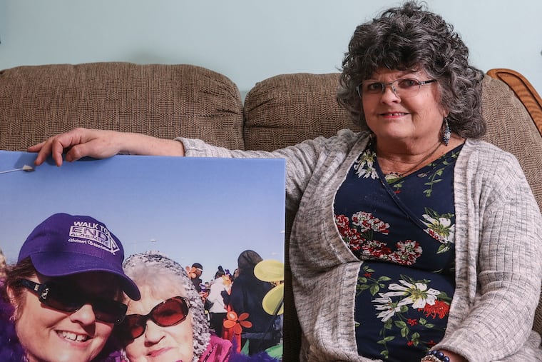 Nicole MacLean has participated in the annual Philadelphia Alzheimer's Walk in honor of her mother, Sally Horrocks (in the photo beside her), who had the brain disease. MacLean, who was diagnosed with the disease this summer, remains as committed as ever to the cause.