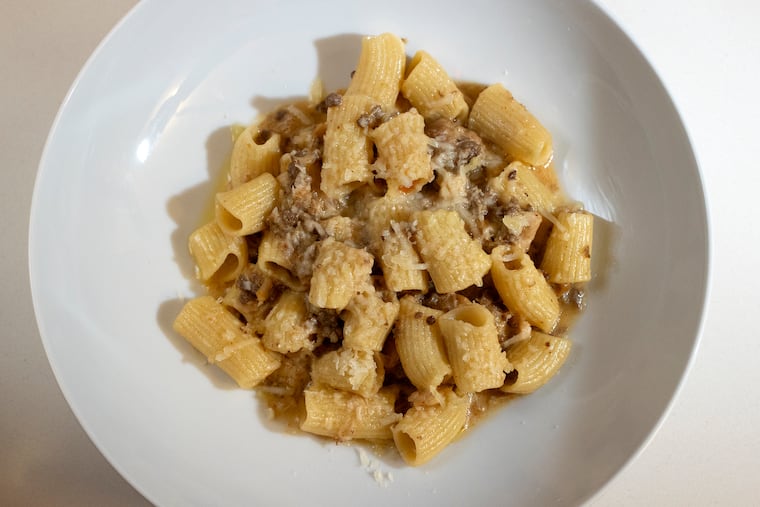 The rigatoni in ragu bianco, as served at Emilia.