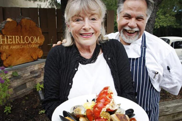 Mrs. Nancy Pugh is the winner of the Heirloom restaurant contest that invited people to submit recipes. Her's was selected, Mrs. Pugh Summer Lobster Pot. It was prepared by Chef/Owner Al Paris at his restaurant on Germantown Ave in Chestnut Hill, Phila and it will be served to his patrons. ( ALEJANDRO A. ALVAREZ / STAFF PHOTOGRAPHER )