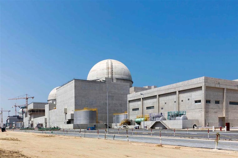 This undated photograph released by the United Arab Emirates' state-run WAM news agency shows the Barakah nuclear power plant in Abu Dhabi's Western desert.