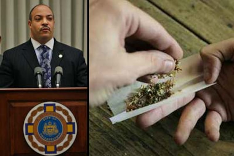 DA Seth Williams (left) has announced plans to ease penalties for the possession of small amounts of marijuana for personal use. (Alejandro Alvarez / Staff and AP)