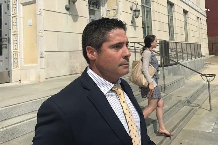 Matthew Tedesco, 42, of Linwood, N.J. leaves the federal courthouse in Camden after pleading guilty in a $28 million prescription drug kickback scheme.