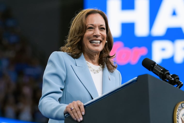 Vice President Kamala Harris speaks during a campaign rally on Tuesday in Atlanta.