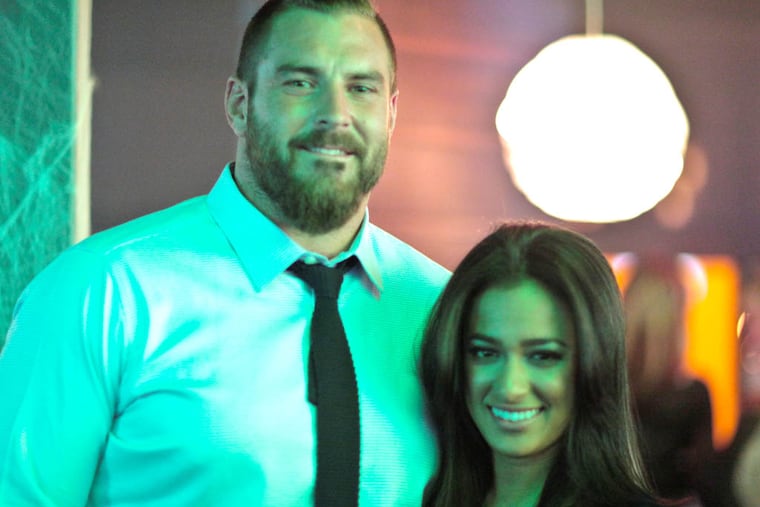 Todd Herremans at his birthday party at Chickie's and Pete's, with girlfriend Elizabeth Dee.