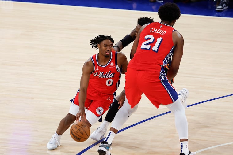 Tyrese Maxey and Joel Embiid combined to score 69 of the Sixers' 101 points in Game 2 against the Knicks.