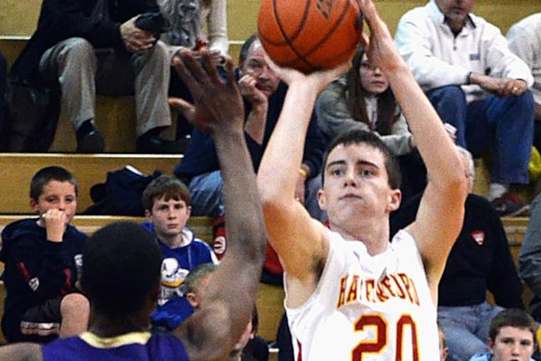 Haverford's Matt Donnelly shoots a three-pointer. (Photo credit: Paul Bogosian)