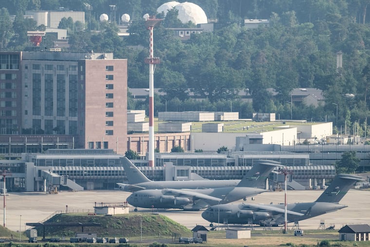United States' Air Force transport aircrafts are seen on the tarmac at Ramstein U.S. air base, in Landstuhl, Germany, June 23, 2025.