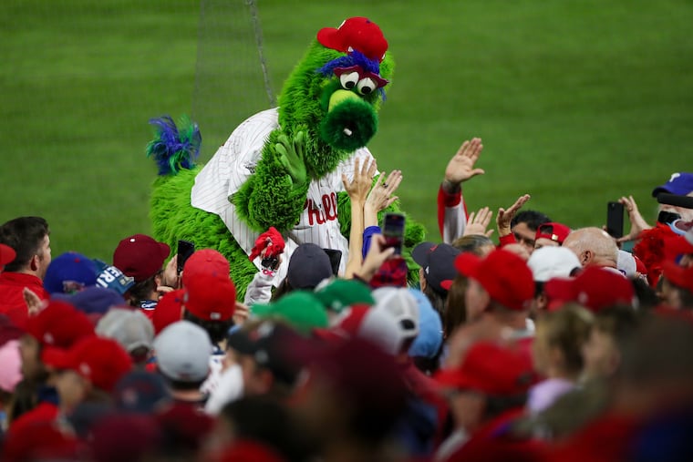 The Phillie Phanatic will be on hand for Game 4 of the World Series between the Phillies and Astros at Citizens Bank Park Wednesday.