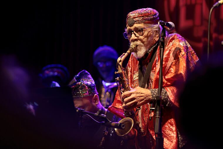 Marshall Allen performing during the Sun Ra Arkestra: Marshall Allen Birthday Celebration at the Lounge at World Cafe Live in 2023.