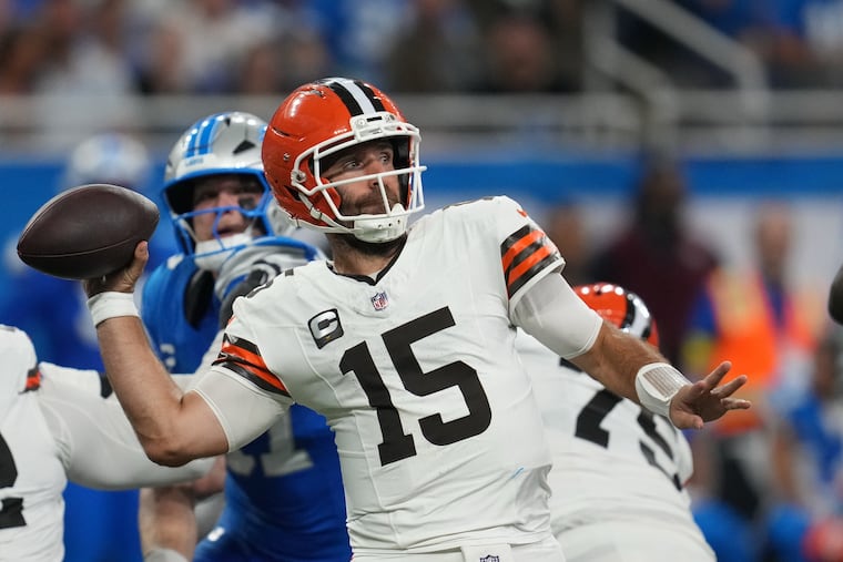 Cleveland Browns quarterback Joe Flacco firing a pass against the Detroit Lions on Sept. 28.
