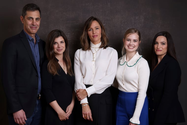 Josh Singer, Laura Dave, Jennifer Garner, Angourie Rice, and Lauren Neustadter from the Apple TV+ series "The Last Thing He Told Me." (Willy Sanjuan / Invision)