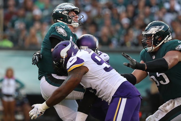 Carson Wentz and the Eagles have had a rough day against the Vikings so far.