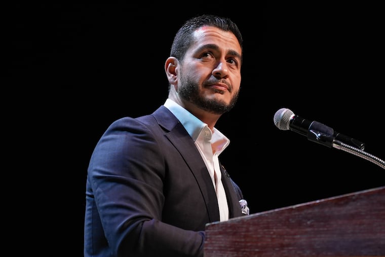 Abdul El-Sayed, a progressive candidate in the Democratic primary for U.S. Senate in Michigan, speaks during a primary election night event Wednesday, Aug. 5, 2026, at the Majestic Theatre in Detroit.
