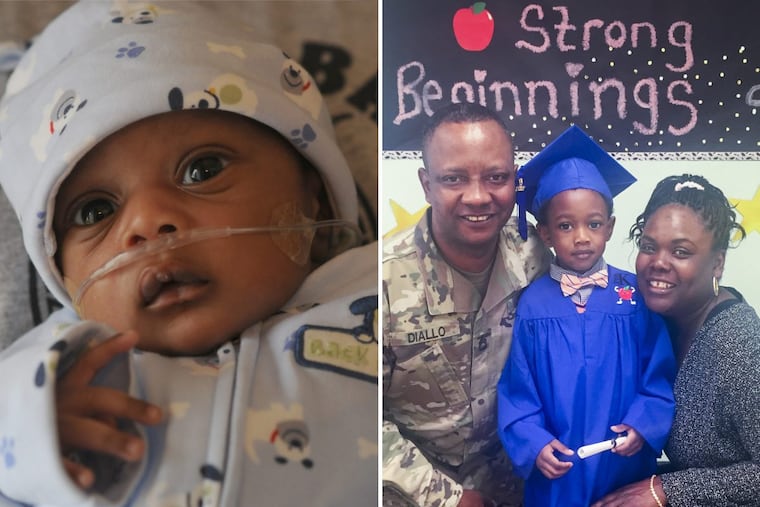 Thanks to a New Jersey mandate that blood oxygen levels be measured in all newborns, Brandon Diallo was diagnosed with a heart defect that was corrected with a 2011 surgery at Children’s Hospital of Philadelphia. Shown at right with his father, Mamadou, and mother, Lorretta, he recently turned six.