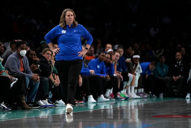 South Jersey-born and La Salle-bred Cheryl Reeve on the Minnesota Lynx sideline during Thursday's Game 1 of the WNBA Finals.
